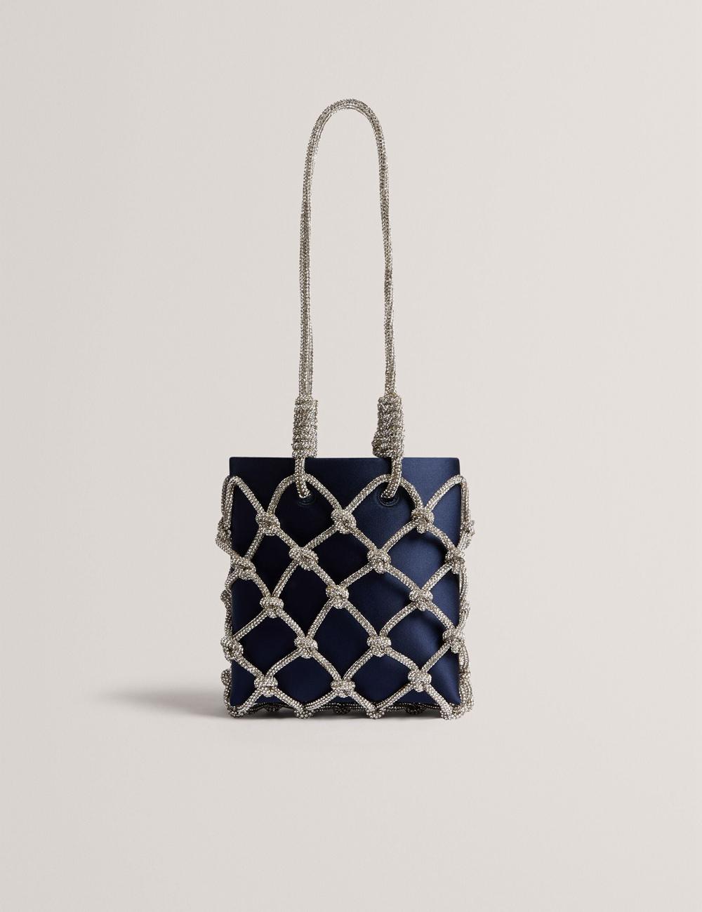 Bolsa De Hombro Ted Baker KYLIA - Crystal Cage Satin Mini Mujer Azul Marino | UYHN-73164