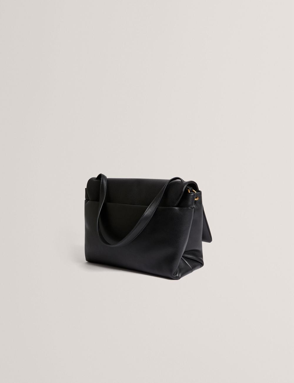 Bolsa De Hombro Ted Baker MARGOU - Padded Leather Large Fold Over Mujer Negras | HJKE-13078