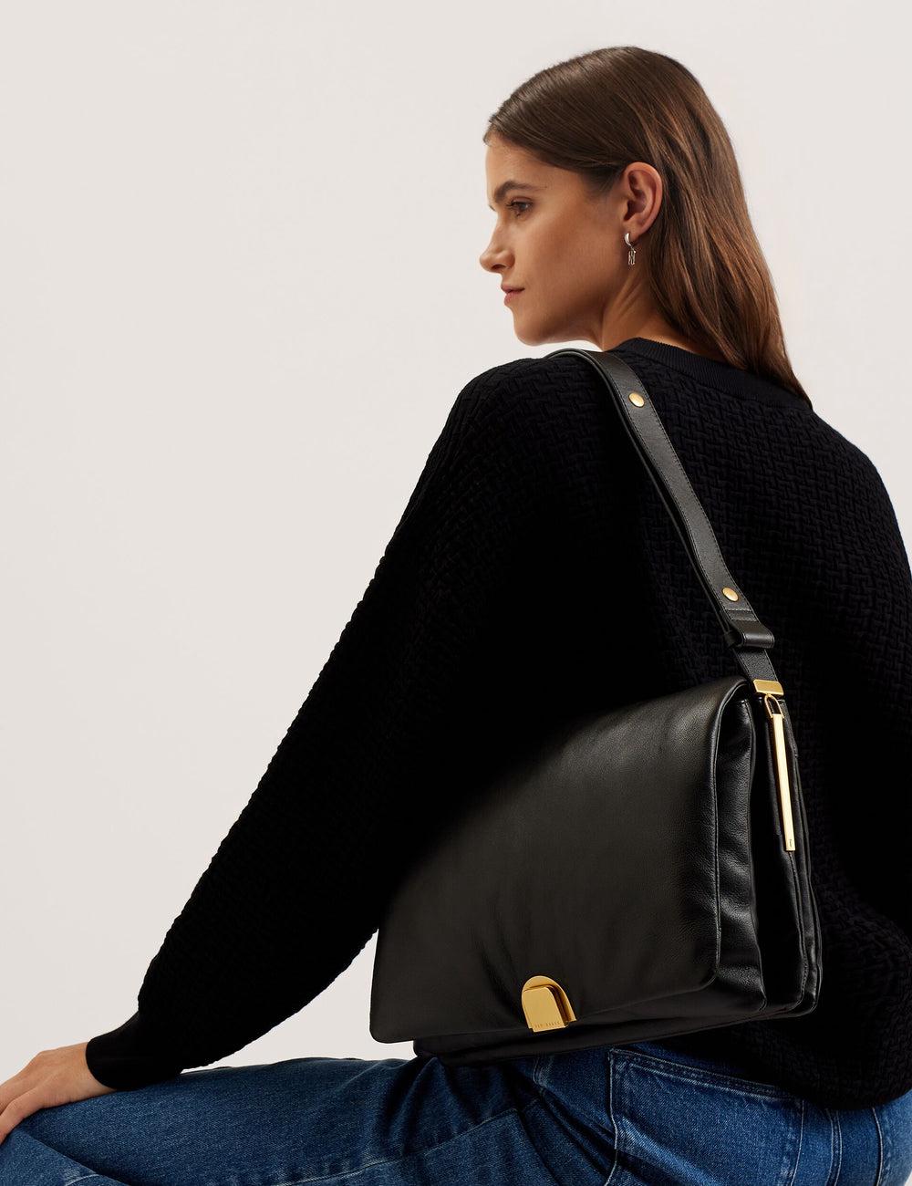Bolsa De Hombro Ted Baker SAMILLA - Large Puffy Leather With Lock Mujer Negras | AXNJ-15824