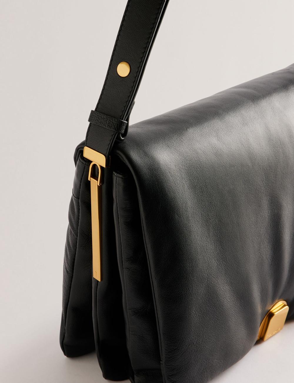 Bolsa De Hombro Ted Baker SAMILLA - Large Puffy Leather With Lock Mujer Negras | AXNJ-15824