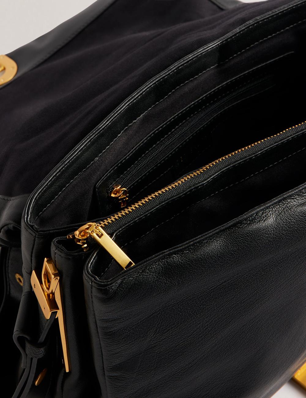 Bolsa De Hombro Ted Baker SAMILLA - Large Puffy Leather With Lock Mujer Negras | AXNJ-15824