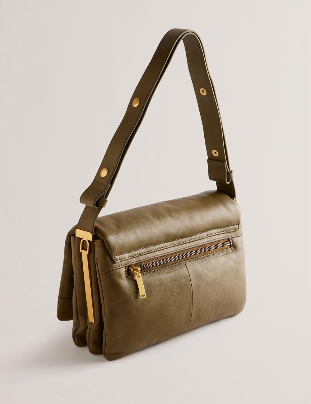 Bolsa De Hombro Ted Baker SAMILLI - Lock Detail Leather Puffy Mujer Kaki | LIMD-52809