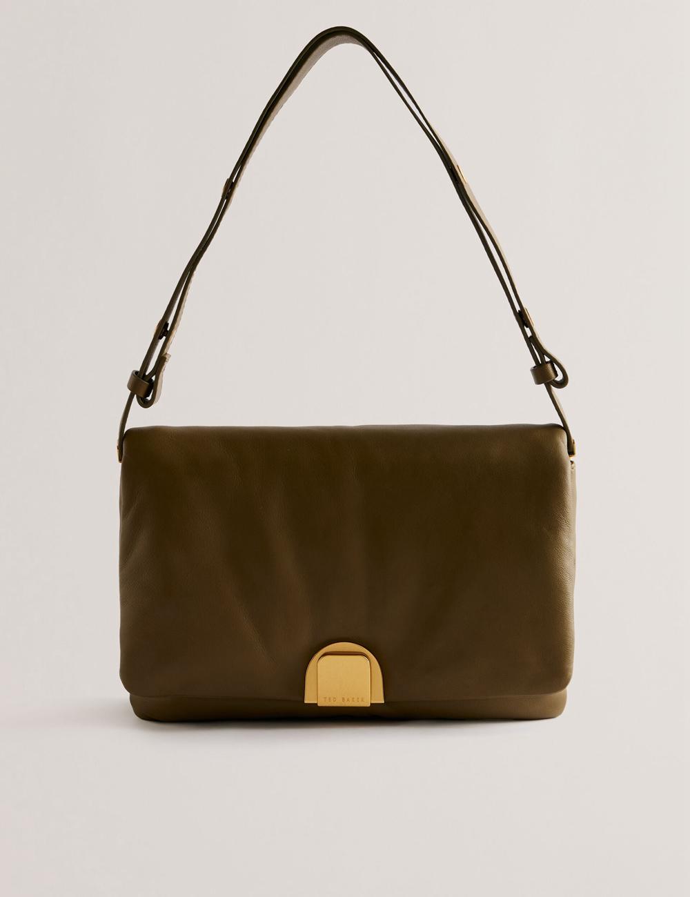 Bolsa De Hombro Ted Baker SAMILLI - Lock Detail Leather Puffy Mujer Kaki | LIMD-52809
