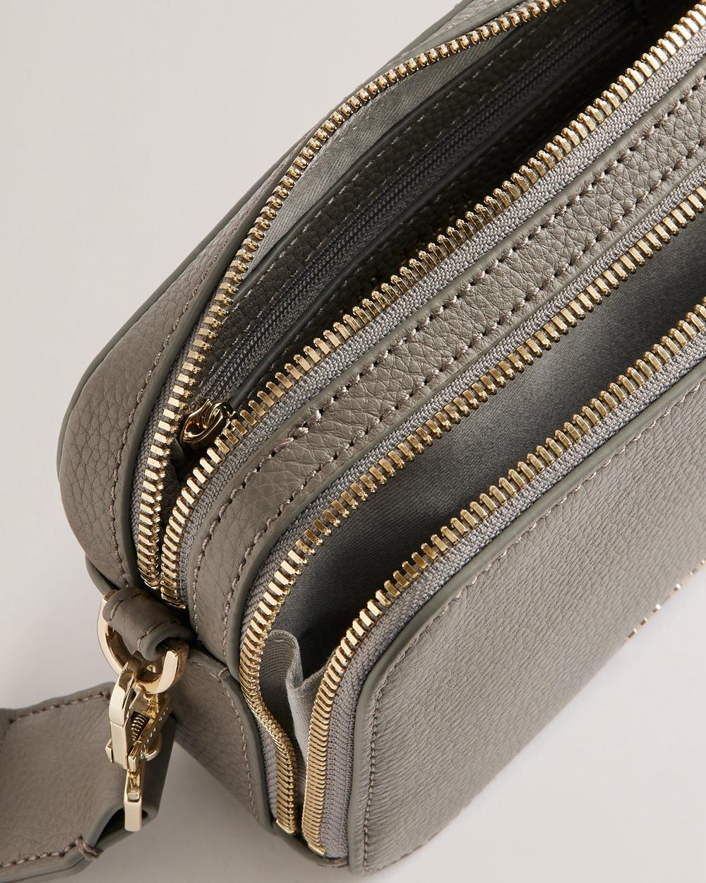 Bolsa De Hombro Ted Baker STUNNA - Mini Leather Crossbody Camera Mujer Gris | DOSK-60937