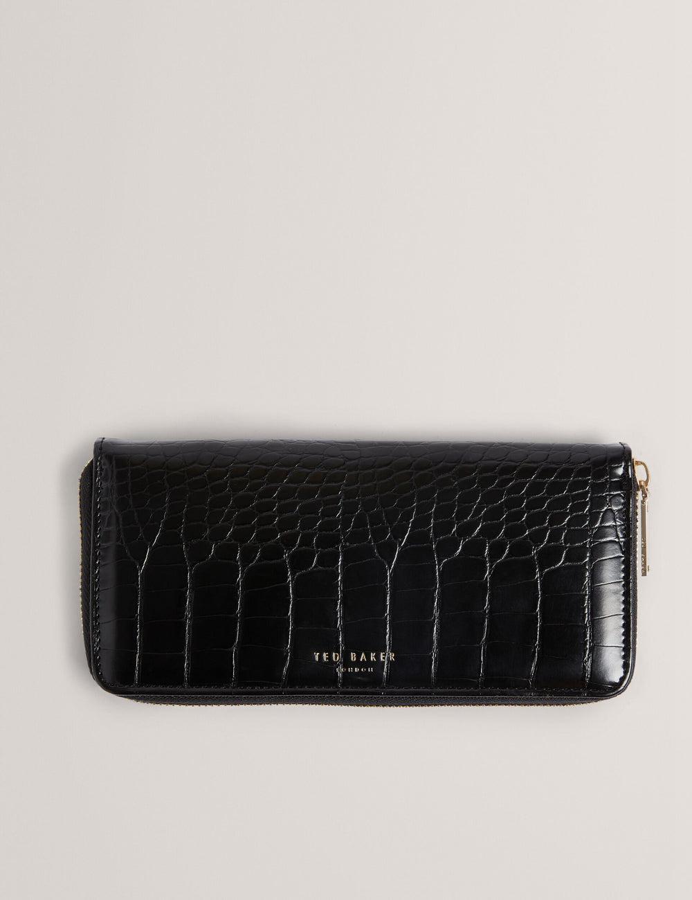Bolsas De Aseo Ted Baker ABBYYI - Croc Effect Slim Travel Jewellery Case Mujer Negras | AKYB-19634