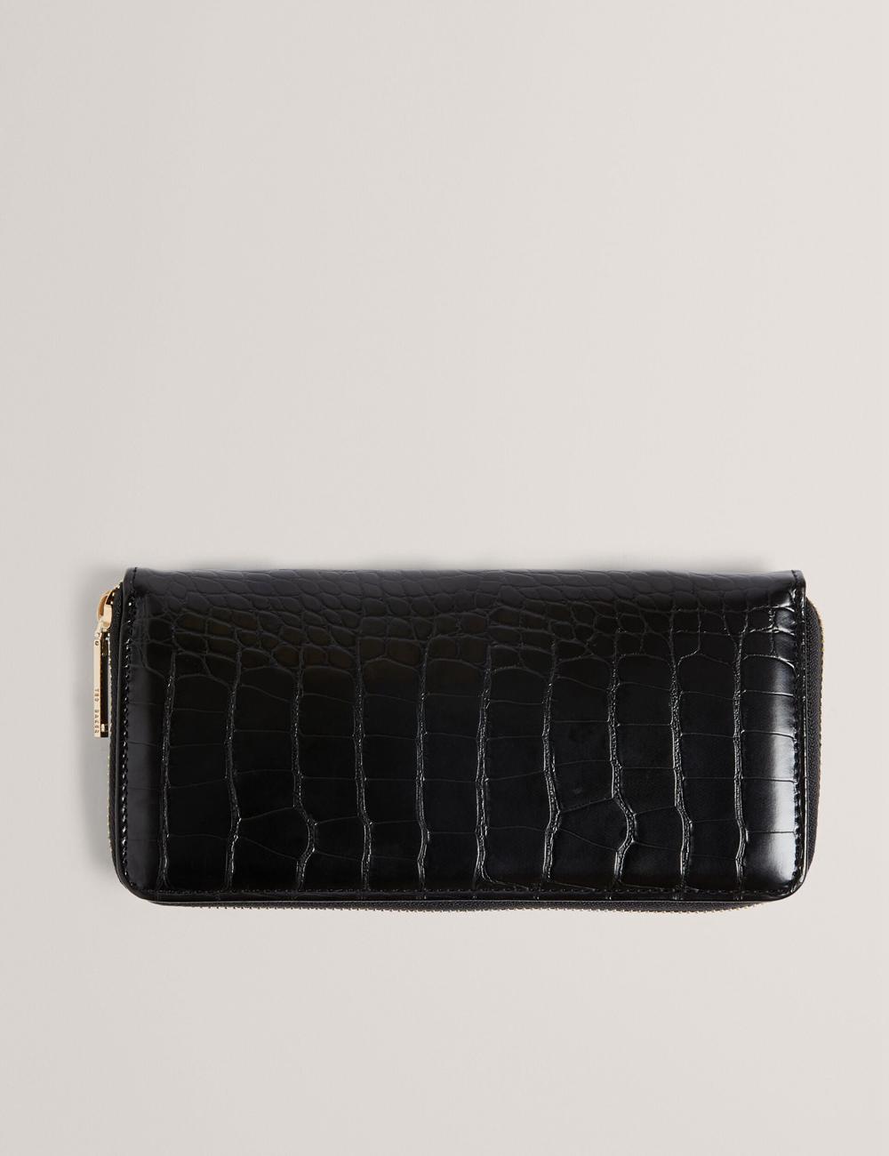 Bolsas De Aseo Ted Baker ABBYYI - Croc Effect Slim Travel Jewellery Case Mujer Negras | AKYB-19634