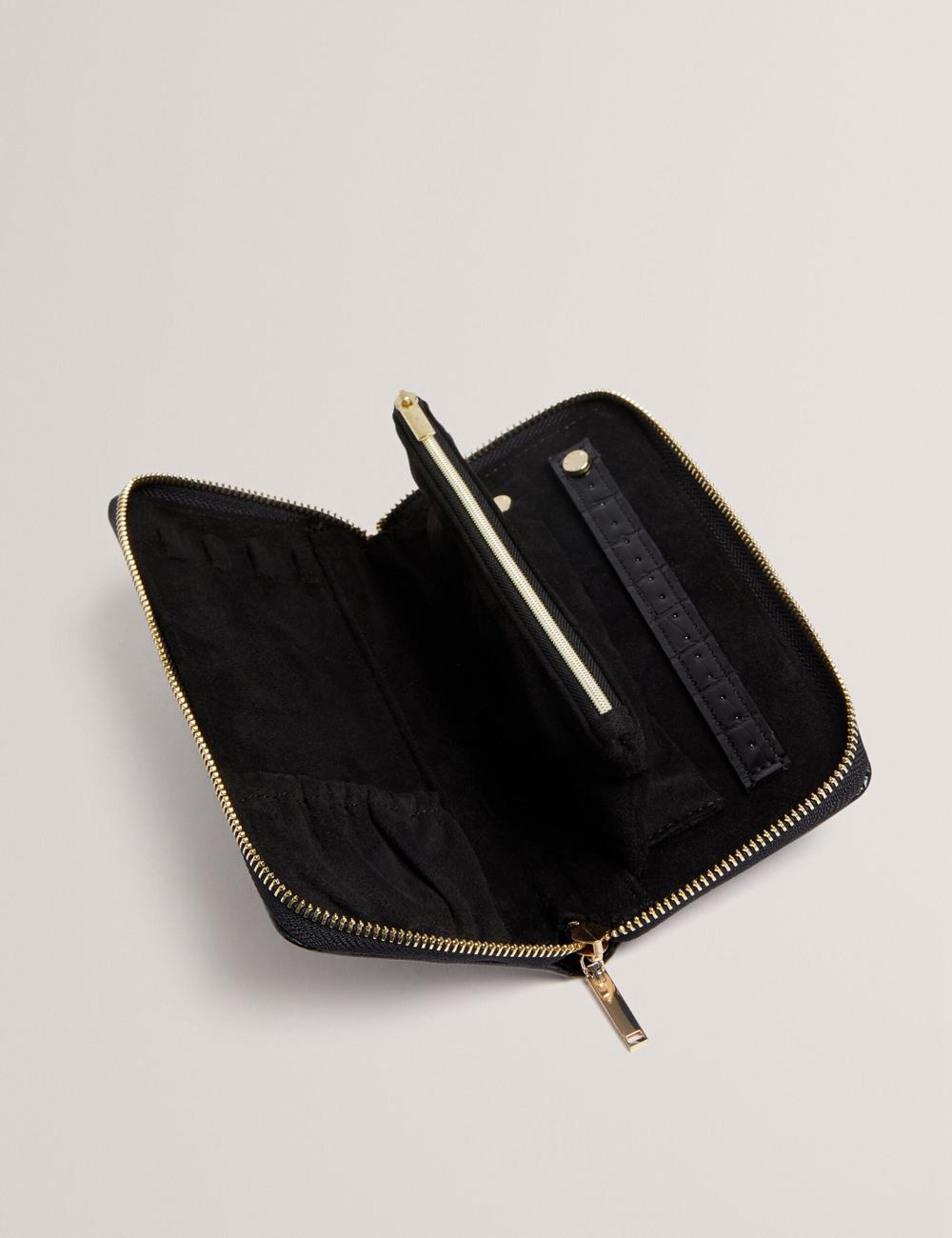 Bolsas De Aseo Ted Baker ABBYYI - Croc Effect Slim Travel Jewellery Case Mujer Negras | AKYB-19634