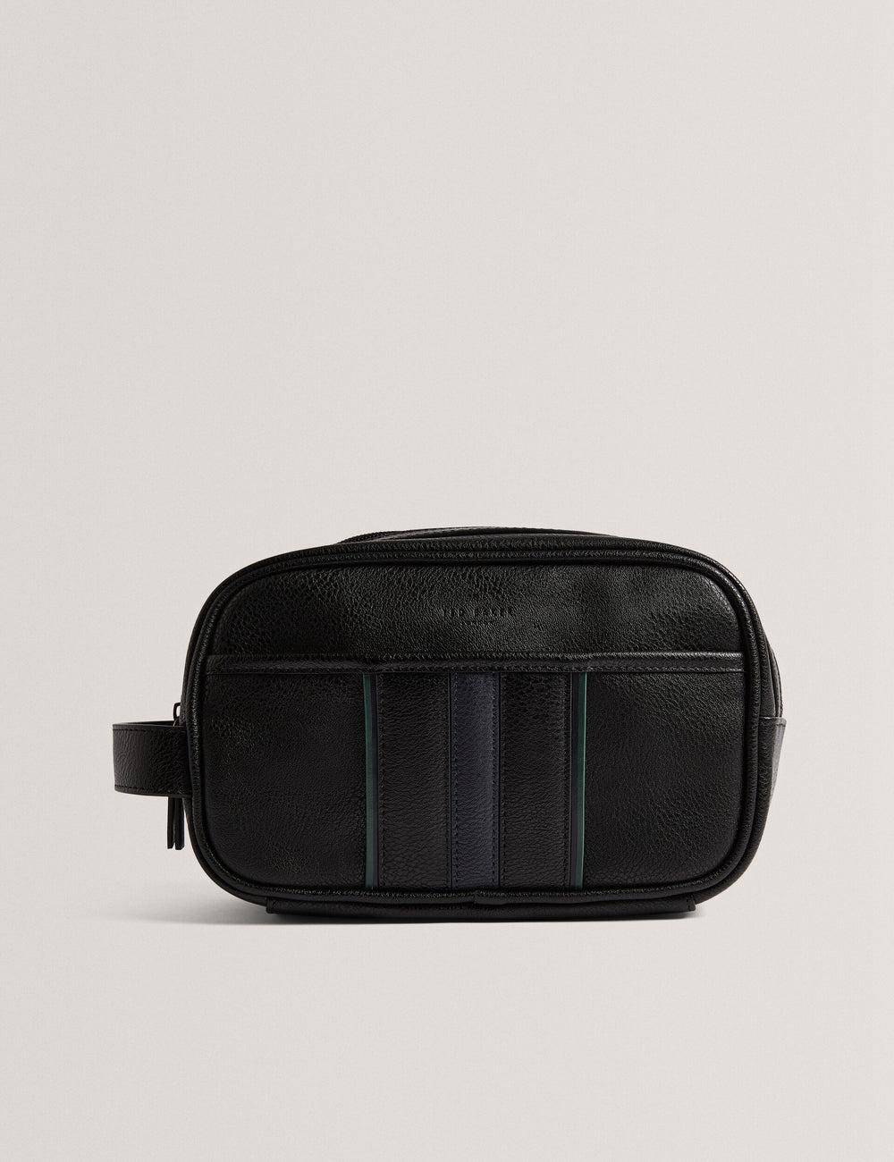 Bolsas De Aseo Ted Baker KEILAB - Faux Leather Striped Panel Hombre Negras | RMAF-24703