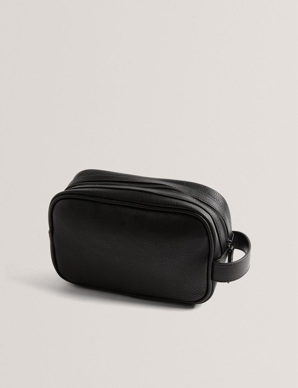 Bolsas De Aseo Ted Baker KEILAB - Faux Leather Striped Panel Hombre Negras | RMAF-24703