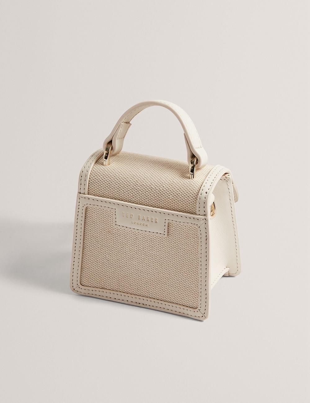 Bolsas Hombro Ted Baker AUDOU - Rose Detail Canvas Mini Top Handle Mujer Ecru | WYJH-78936