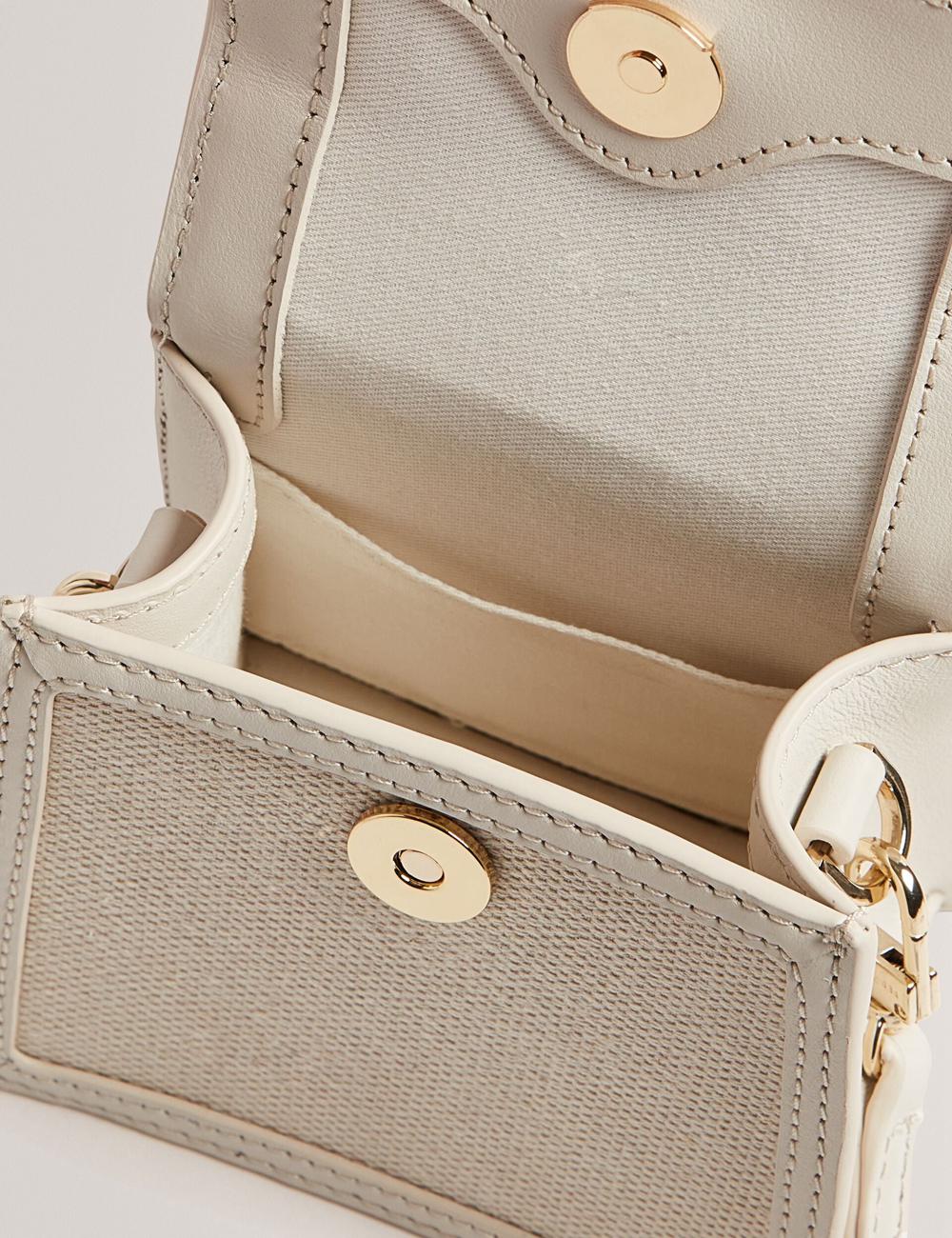 Bolsas Hombro Ted Baker AUDOU - Rose Detail Canvas Mini Top Handle Mujer Ecru | WYJH-78936