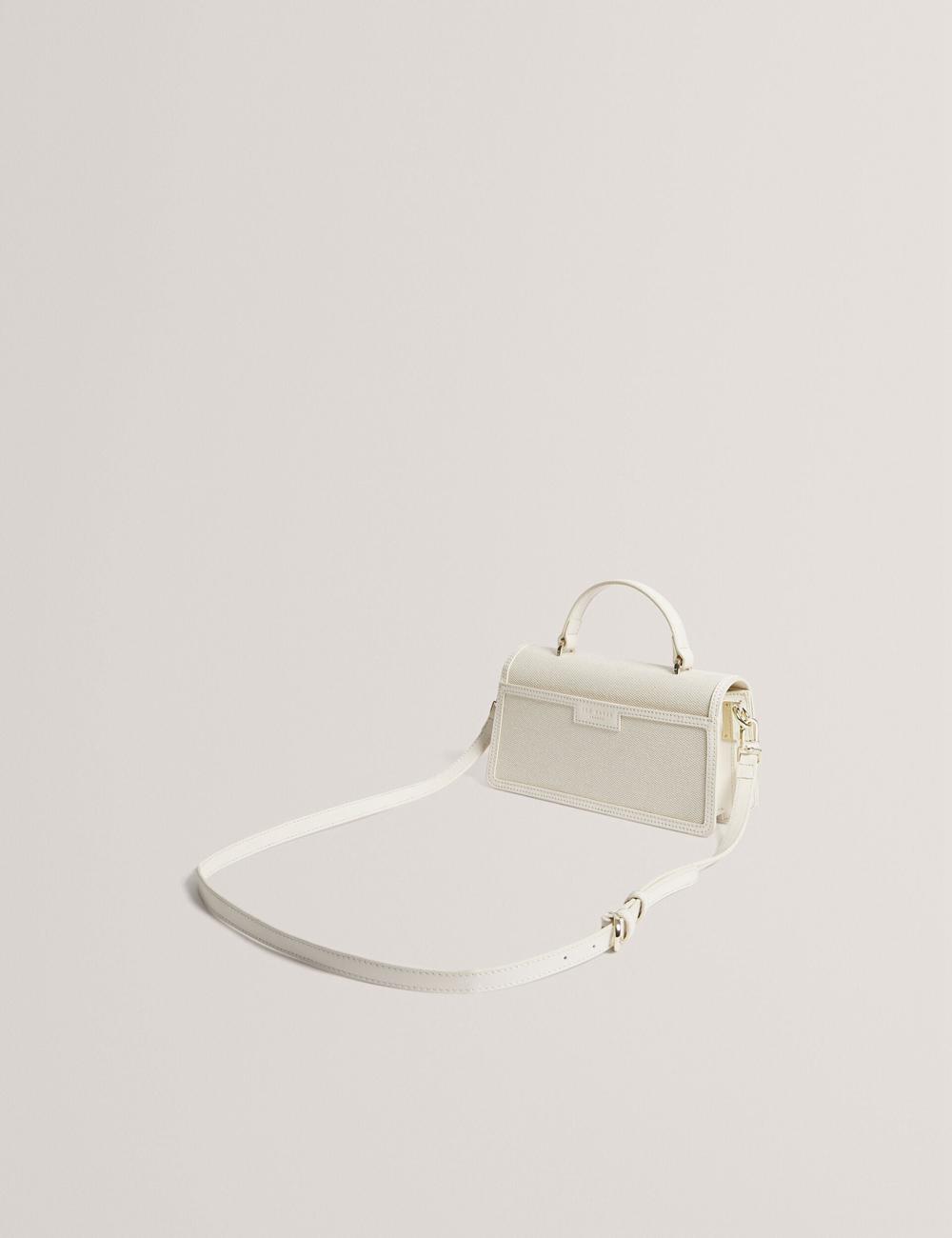 Bolsas Hombro Ted Baker AUDRIS - Rose Detail Canvas Top Handleuette Mujer Ecru | UCKT-62015