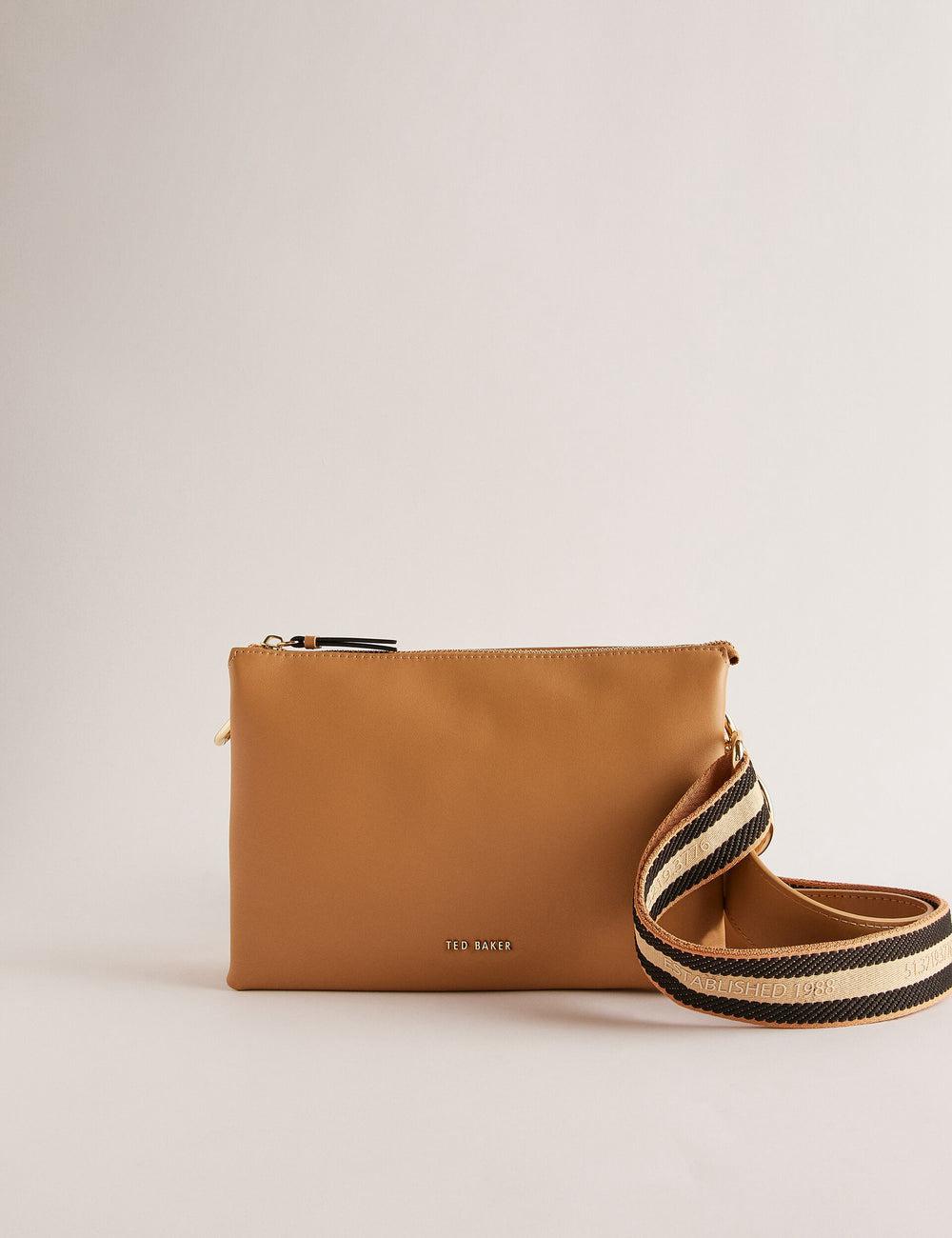 Bolsas Hombro Ted Baker DARCEYY - Leather With Webbing Strap Mujer Taupe | FOIA-54632