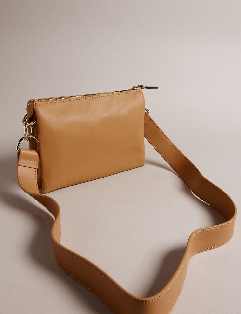 Bolsas Hombro Ted Baker DARCEYY - Leather With Webbing Strap Mujer Taupe | FOIA-54632