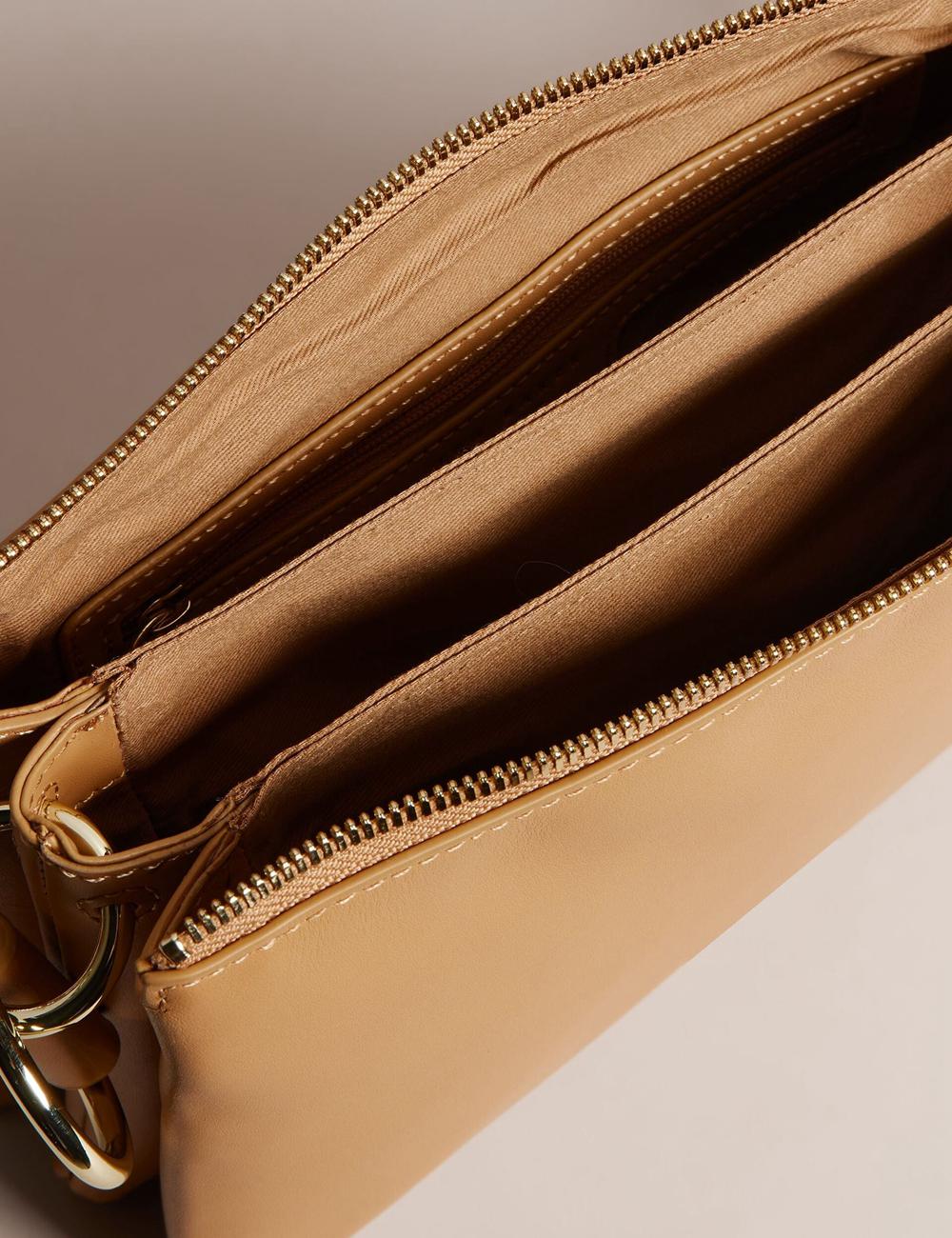 Bolsas Hombro Ted Baker DARCEYY - Leather With Webbing Strap Mujer Taupe | FOIA-54632