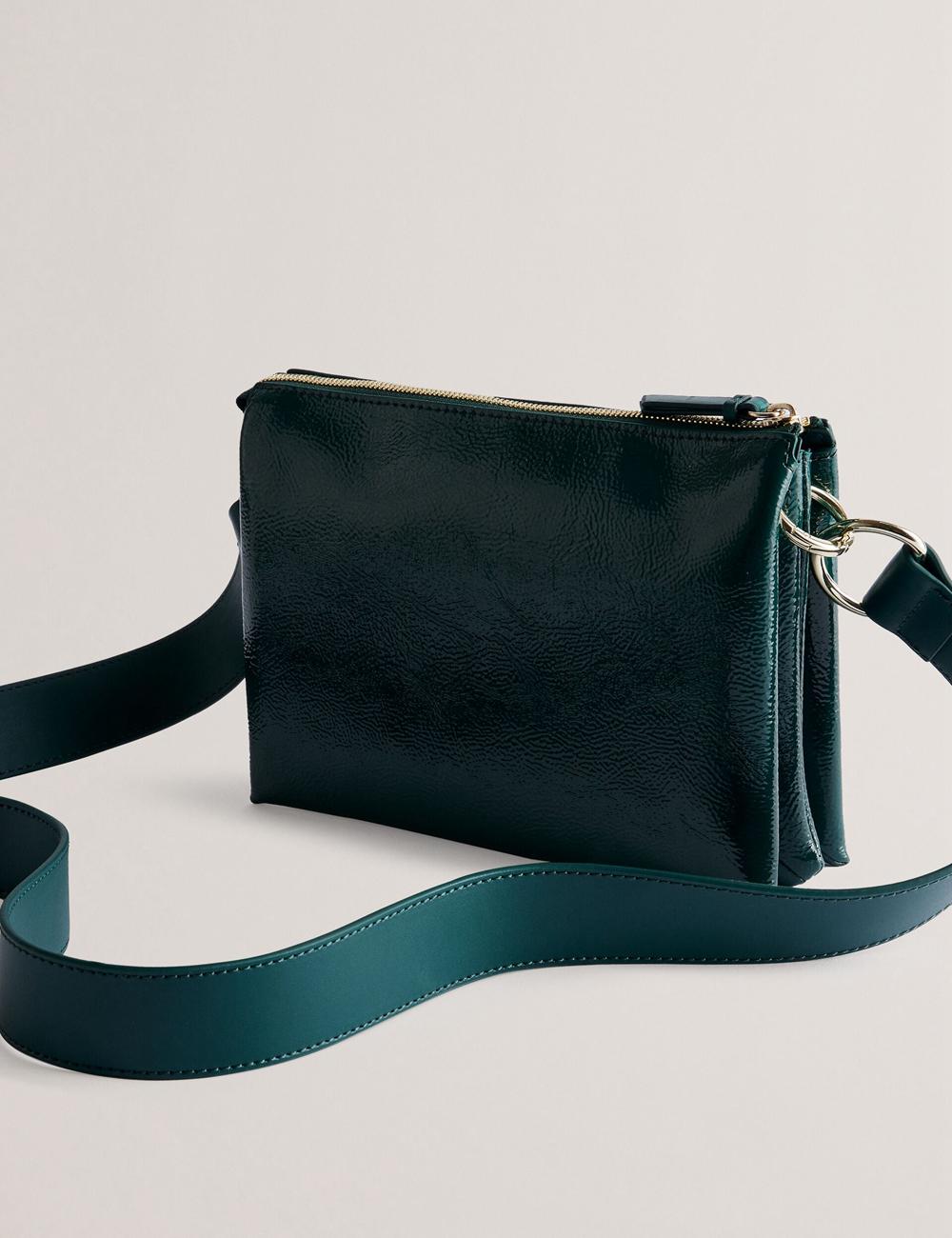 Bolsas Hombro Ted Baker DAWCEY - Crinkled Patent Leather Mujer Verde | IBPQ-75960