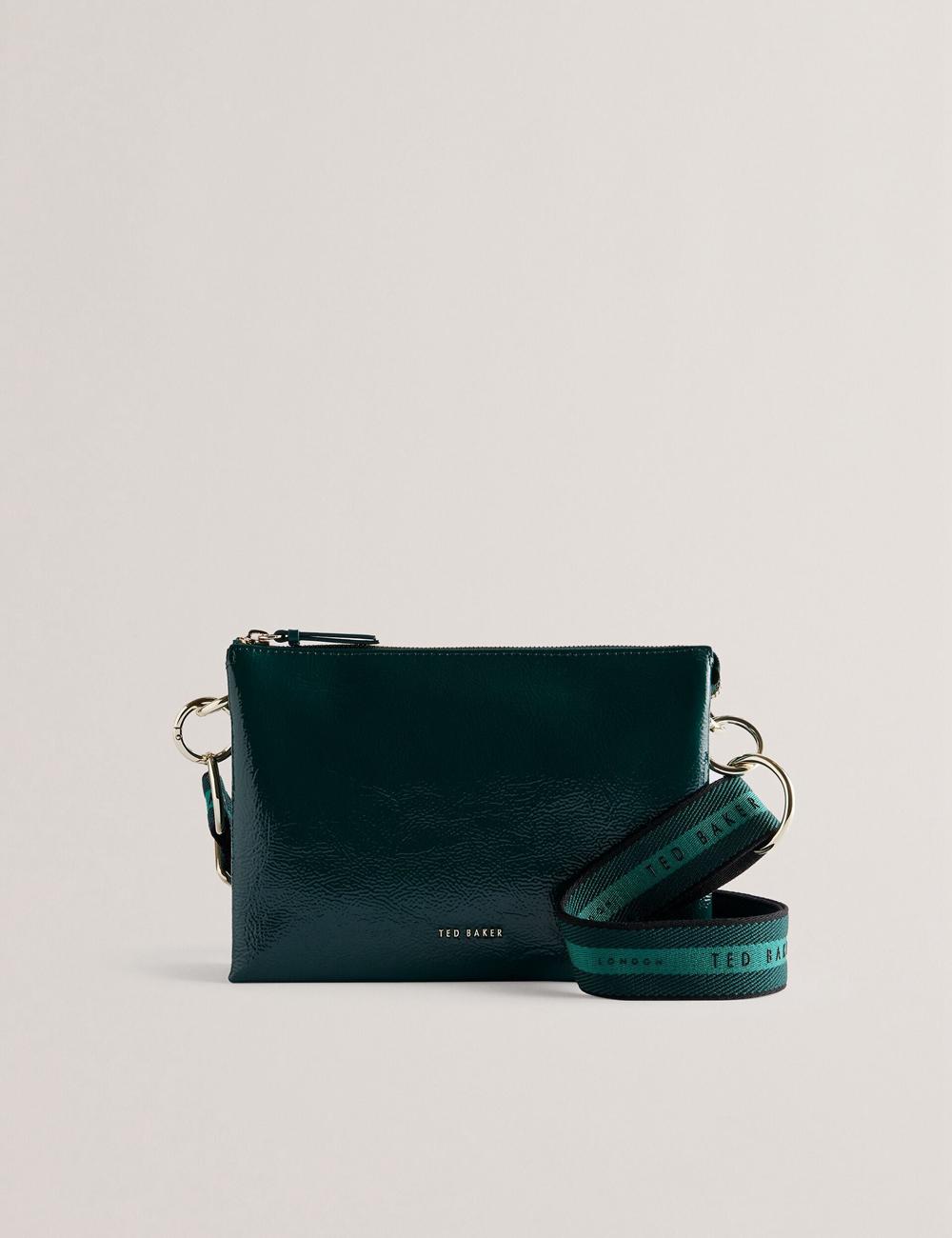 Bolsas Hombro Ted Baker DAWCEY - Crinkled Patent Leather Mujer Verde | IBPQ-75960