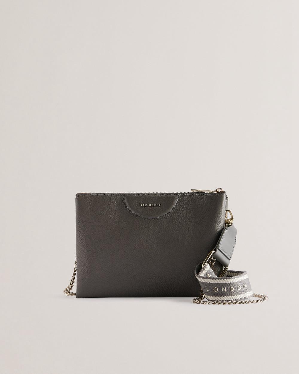 Bolsas Hombro Ted Baker ESILLE - Branded Webbing Crossbody Leather Mujer Gris | TUOQ-81359