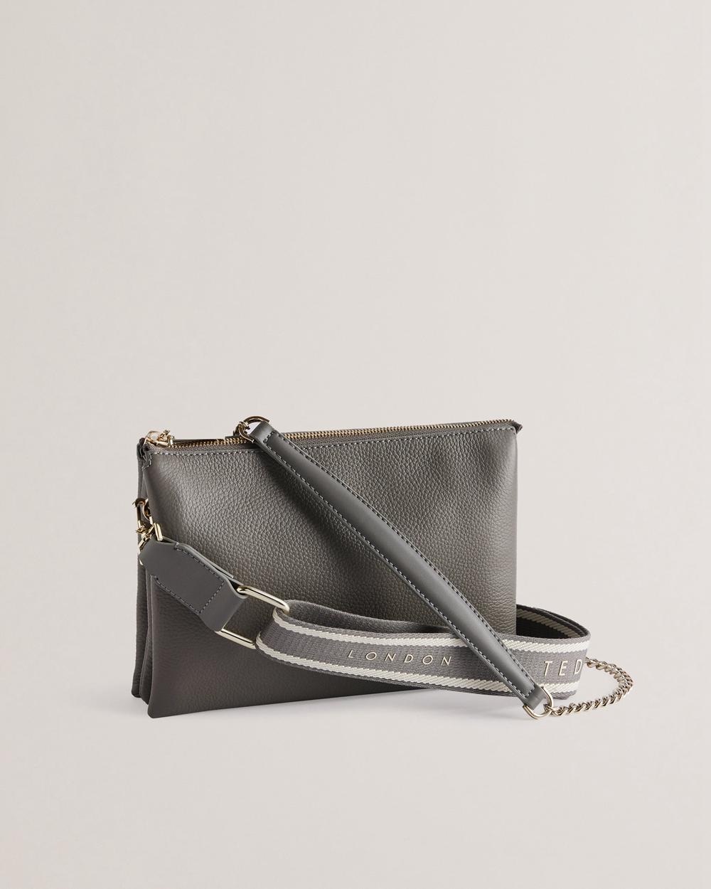 Bolsas Hombro Ted Baker ESILLE - Branded Webbing Crossbody Leather Mujer Gris | TUOQ-81359