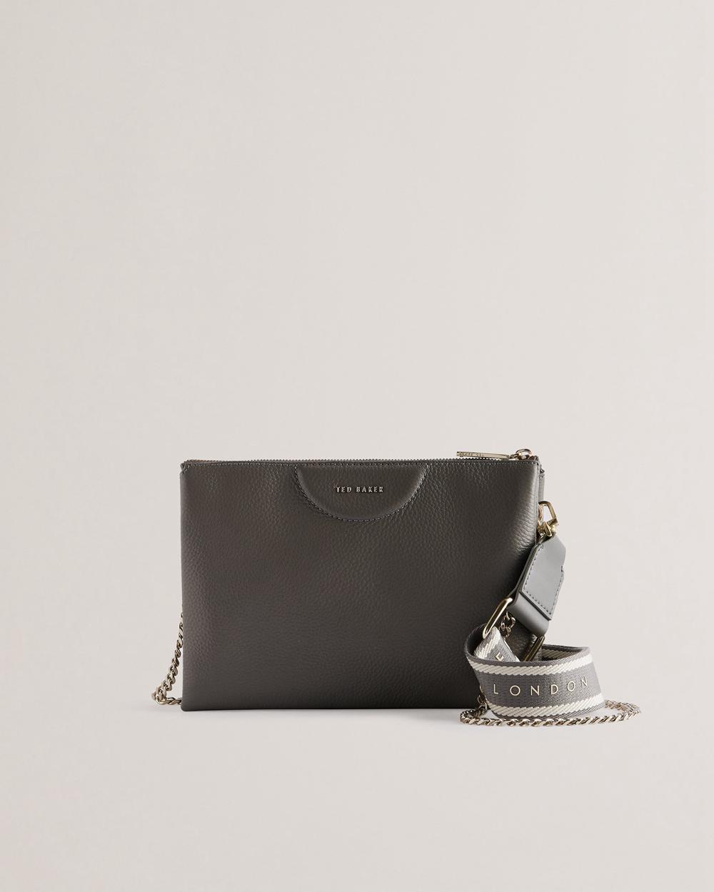 Bolsas Hombro Ted Baker ESILLE - Branded Webbing Crossbody Leather Mujer Gris | TUOQ-81359