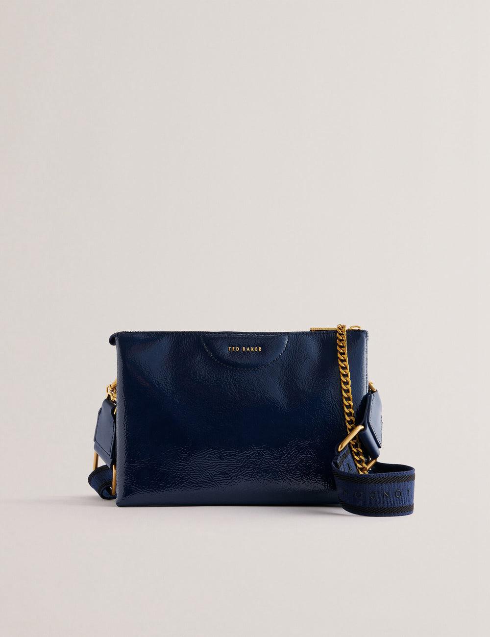 Bolsas Hombro Ted Baker ESILLE - Branded Webbing Patent Leather Mujer Azules | NFMZ-48762