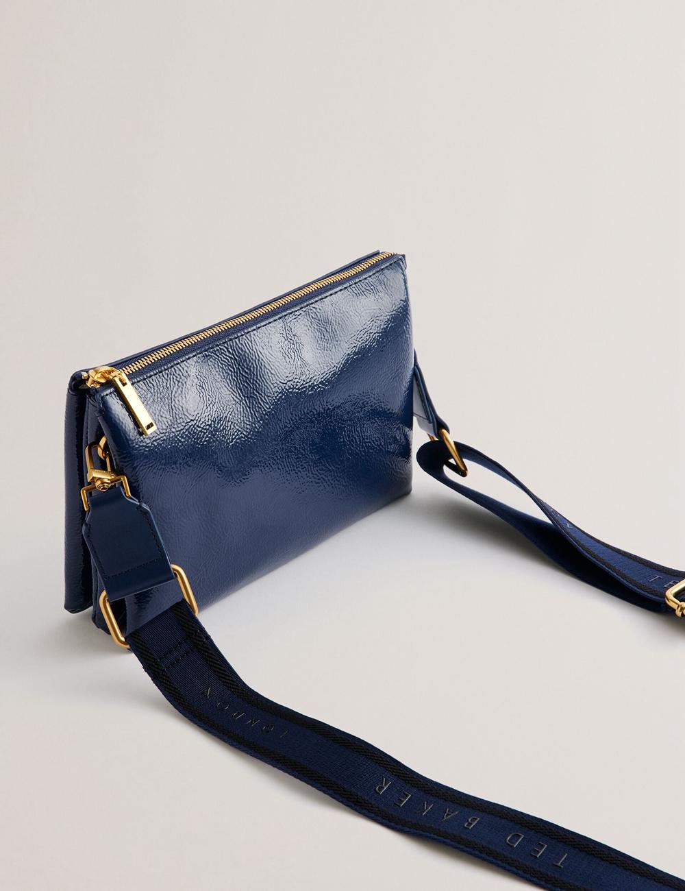 Bolsas Hombro Ted Baker ESILLE - Branded Webbing Patent Leather Mujer Azules | NFMZ-48762