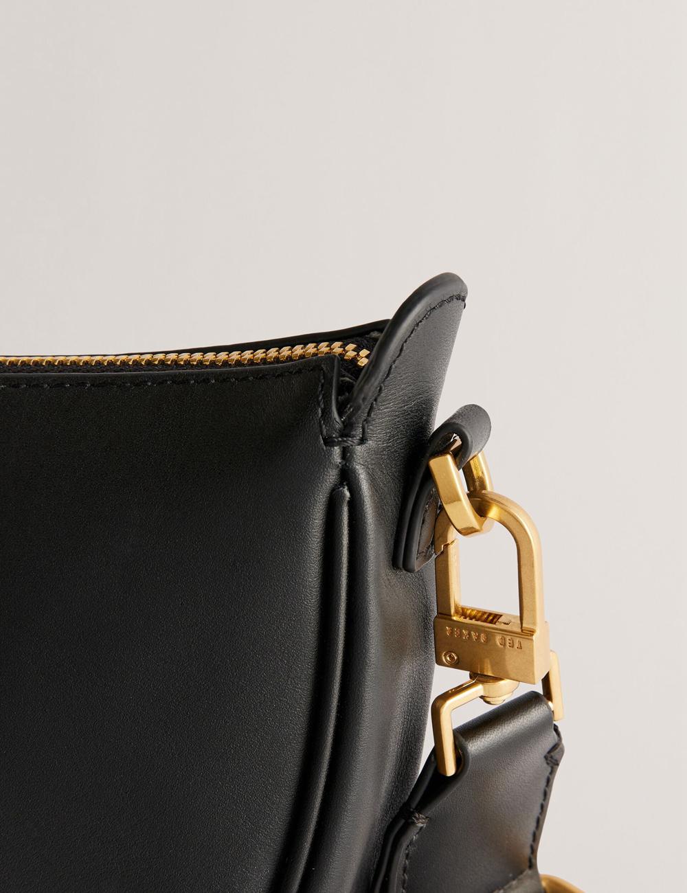 Bolsas Hombro Ted Baker ESSINA - Webbing Half Moon Leather Mujer Negras | BIOX-46380