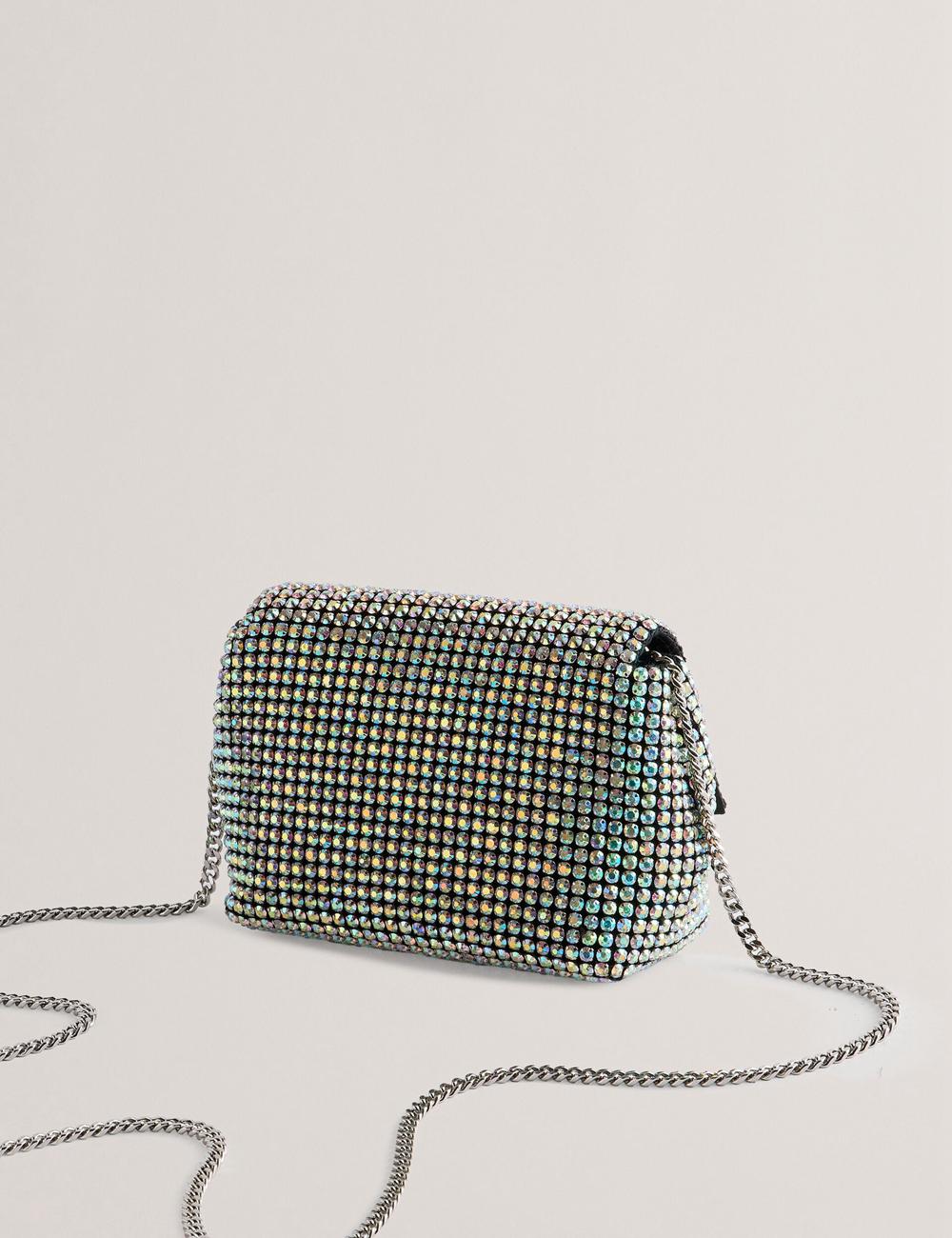 Bolsas Hombro Ted Baker GLITERS - Crystal Embellished Mini Mujer Plateadas | IMAJ-92781