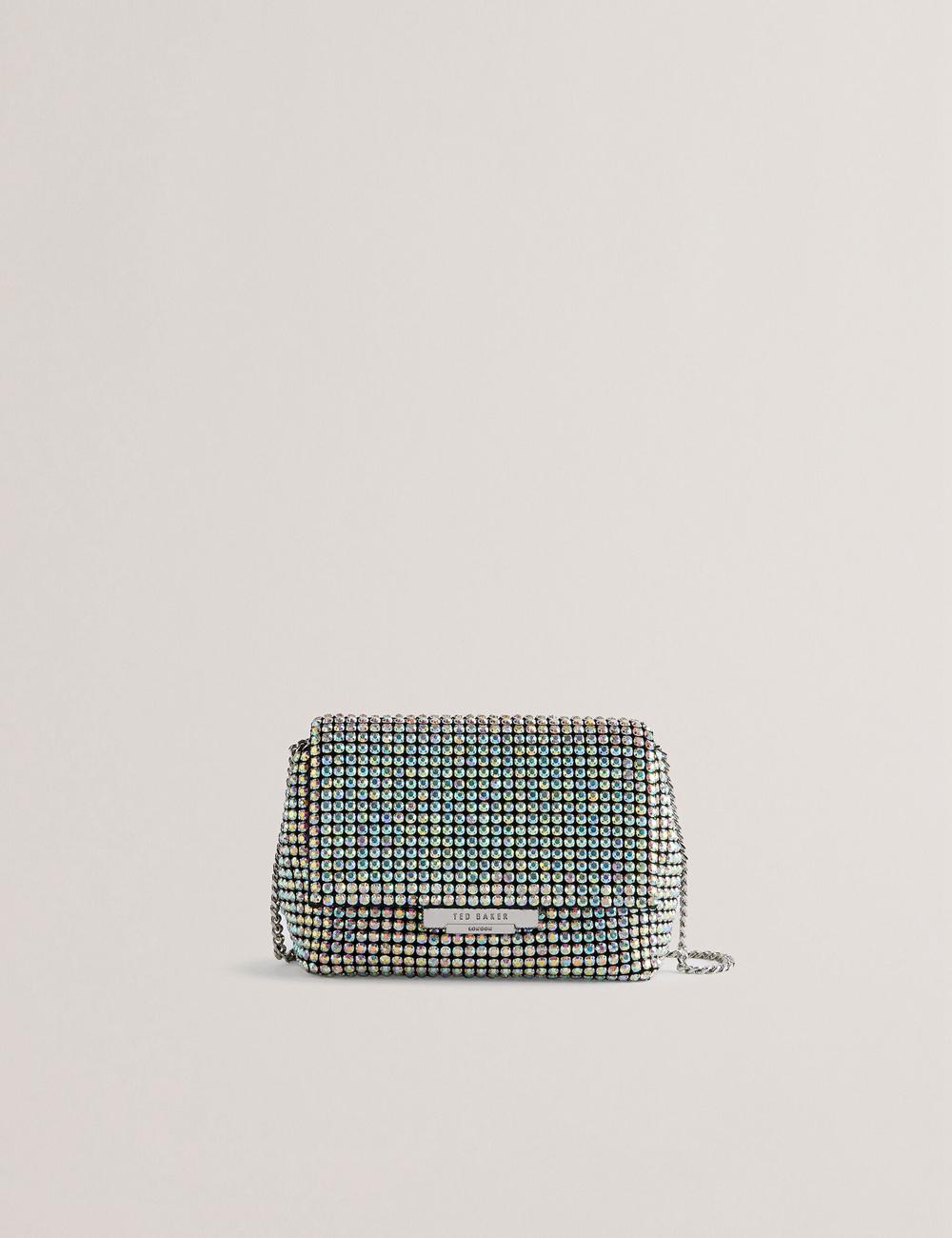Bolsas Hombro Ted Baker GLITERS - Crystal Embellished Mini Mujer Plateadas | IMAJ-92781