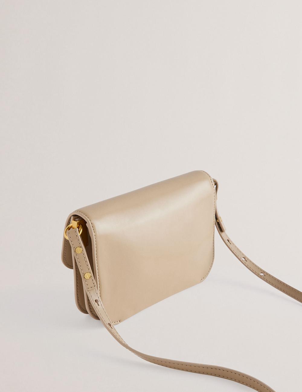 Bolsas Hombro Ted Baker KKAYSA - Leather Twist Lock Small Mujer Taupe | XCGU-70452