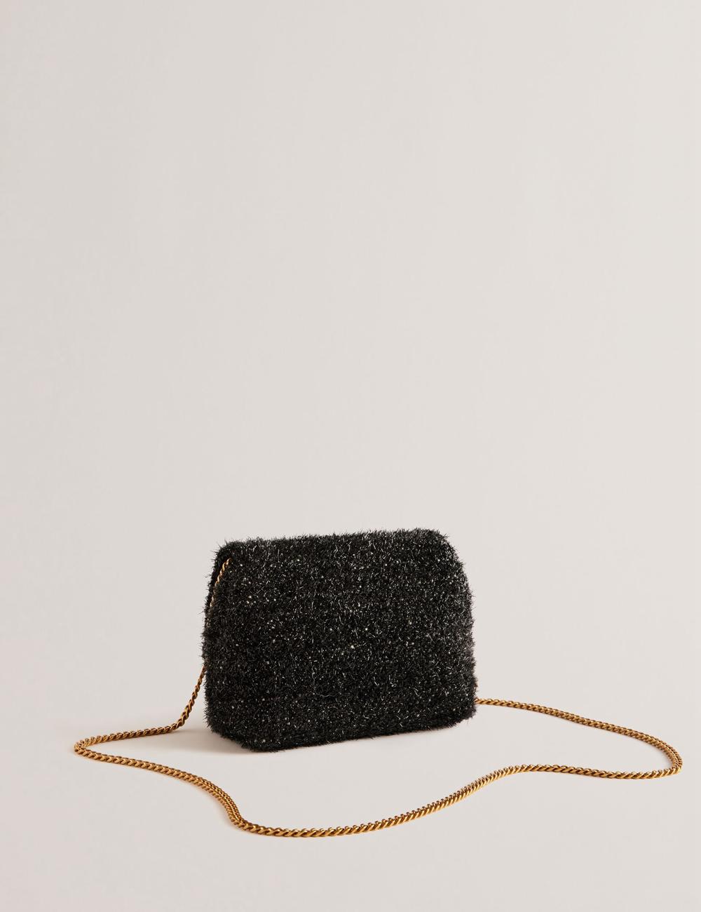 Bolsas Hombro Ted Baker LIYLAH - Metallic Tinsel Fold Over Mujer Negras | YTAM-47965