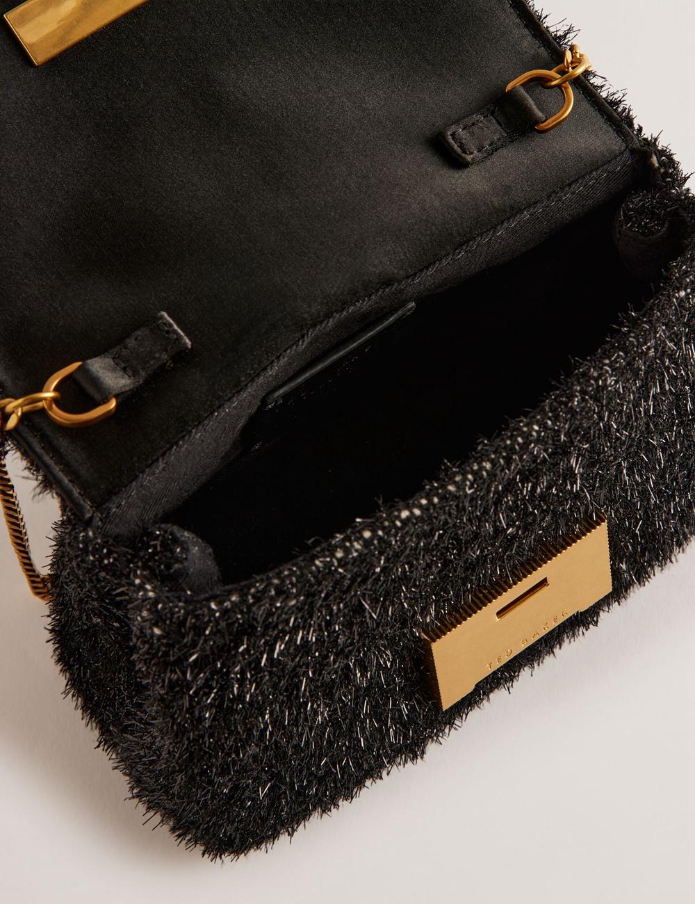 Bolsas Hombro Ted Baker LIYLAH - Metallic Tinsel Fold Over Mujer Negras | YTAM-47965