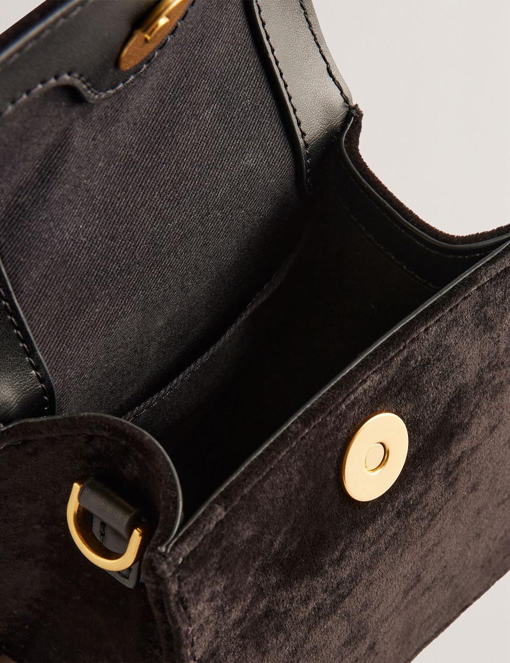 Bolsas Hombro Ted Baker ROSIYA - Mini Velvet Rose Detail Top Handle Mujer Negras | ZAJM-61924