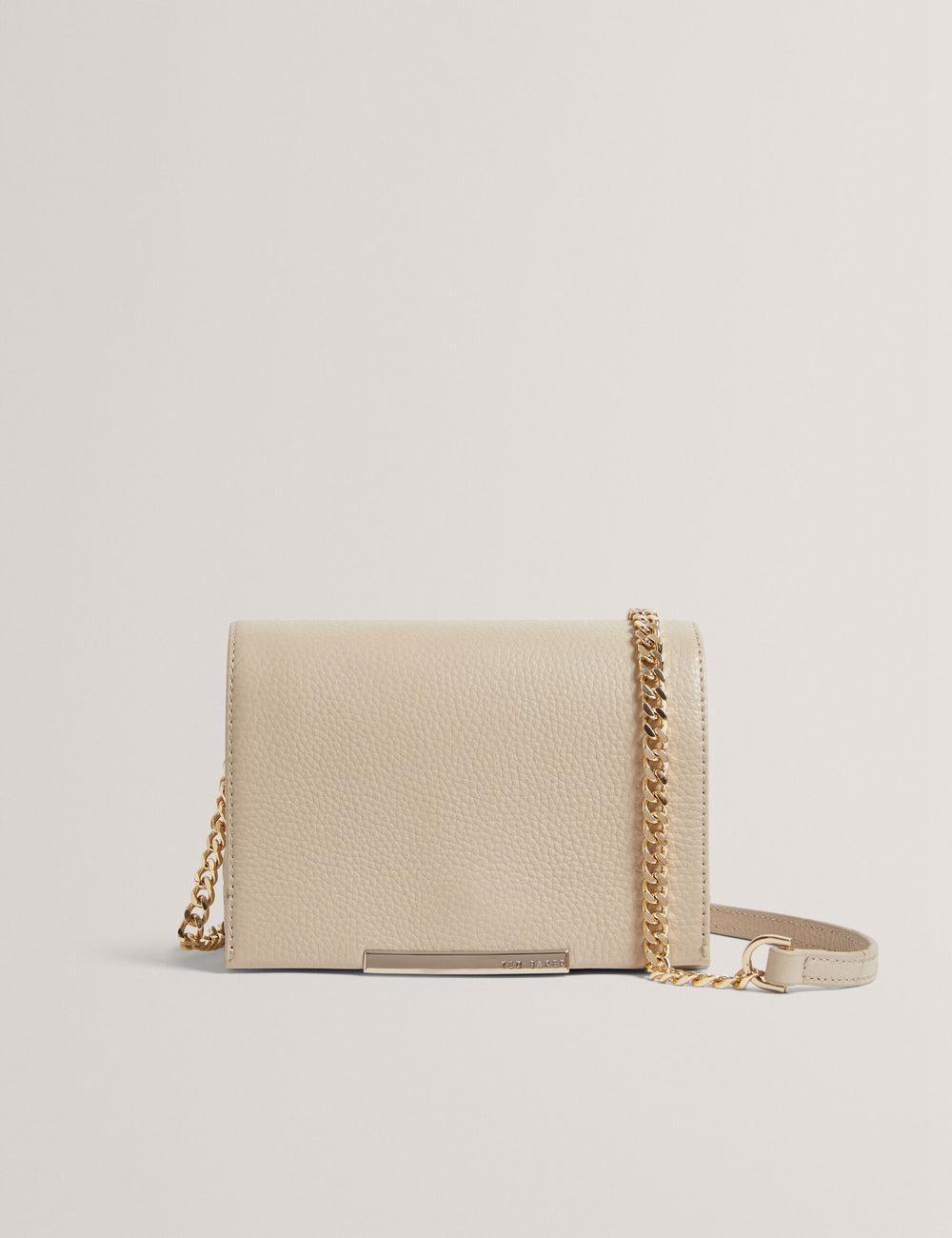 Bolsas Hombro Ted Baker ROUSEN - Bar Detail Fold Over Leather Mujer Ecru | WYRI-95408
