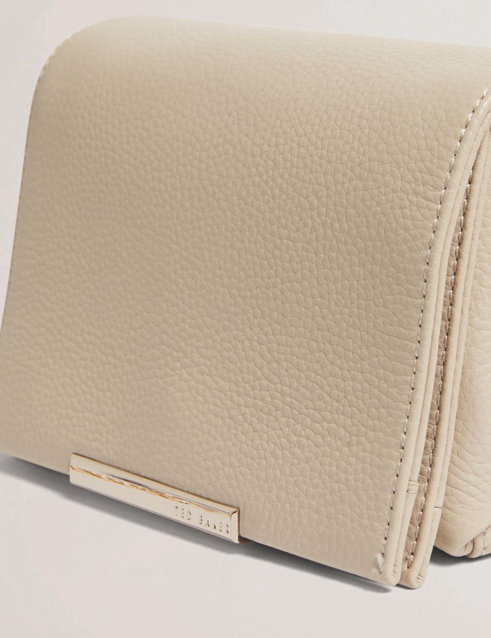 Bolsas Hombro Ted Baker ROUSEN - Bar Detail Fold Over Leather Mujer Ecru | WYRI-95408