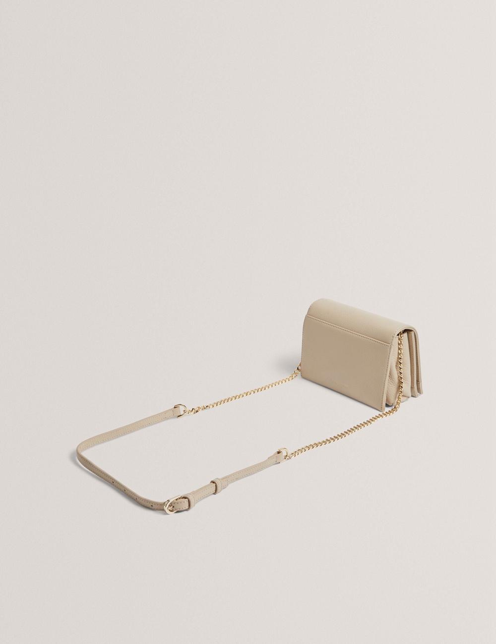 Bolsas Hombro Ted Baker ROUSEN - Bar Detail Fold Over Leather Mujer Ecru | WYRI-95408