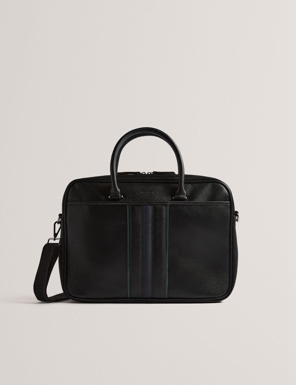 Bolsas Para Documentos Ted Baker KENRIIK - Faux Leather Striped Panel Hombre Negras | FQVR-08742
