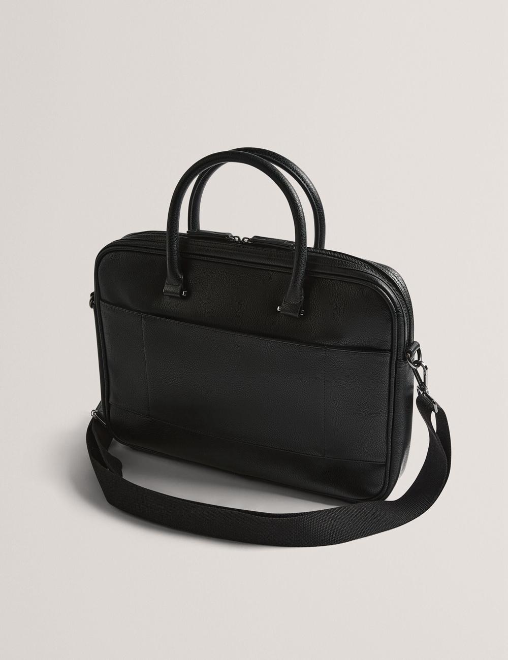 Bolsas Para Documentos Ted Baker KENRIIK - Faux Leather Striped Panel Hombre Negras | FQVR-08742