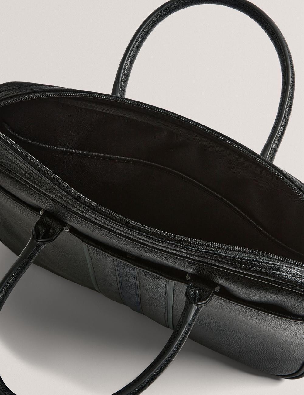 Bolsas Para Documentos Ted Baker KENRIIK - Faux Leather Striped Panel Hombre Negras | FQVR-08742