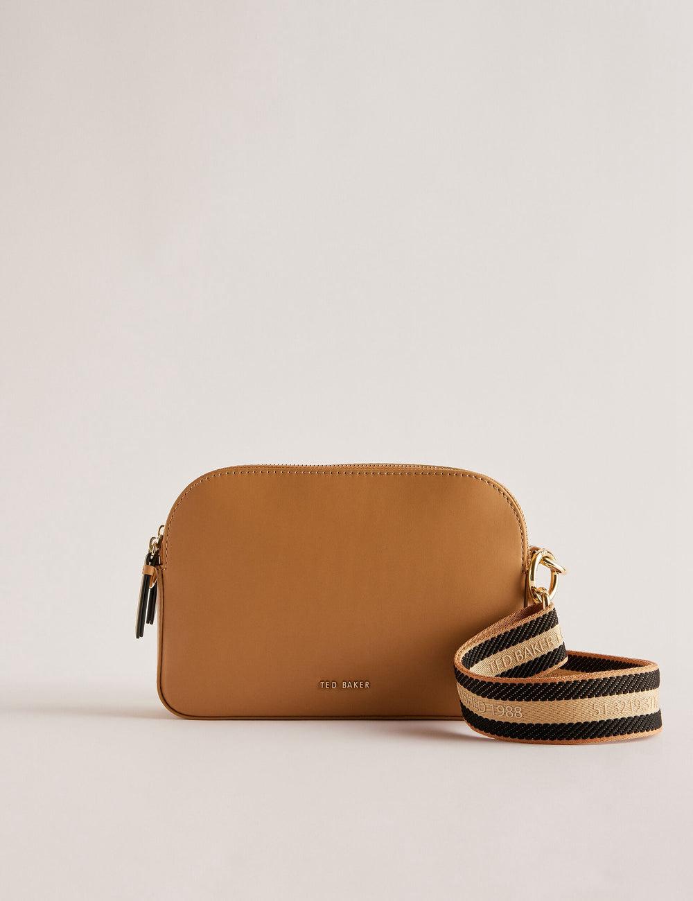 Bolso Para Cámara Ted Baker DARCELO - Leather Double Zip Crossbody Camera Mujer Taupe | GAUY-67591