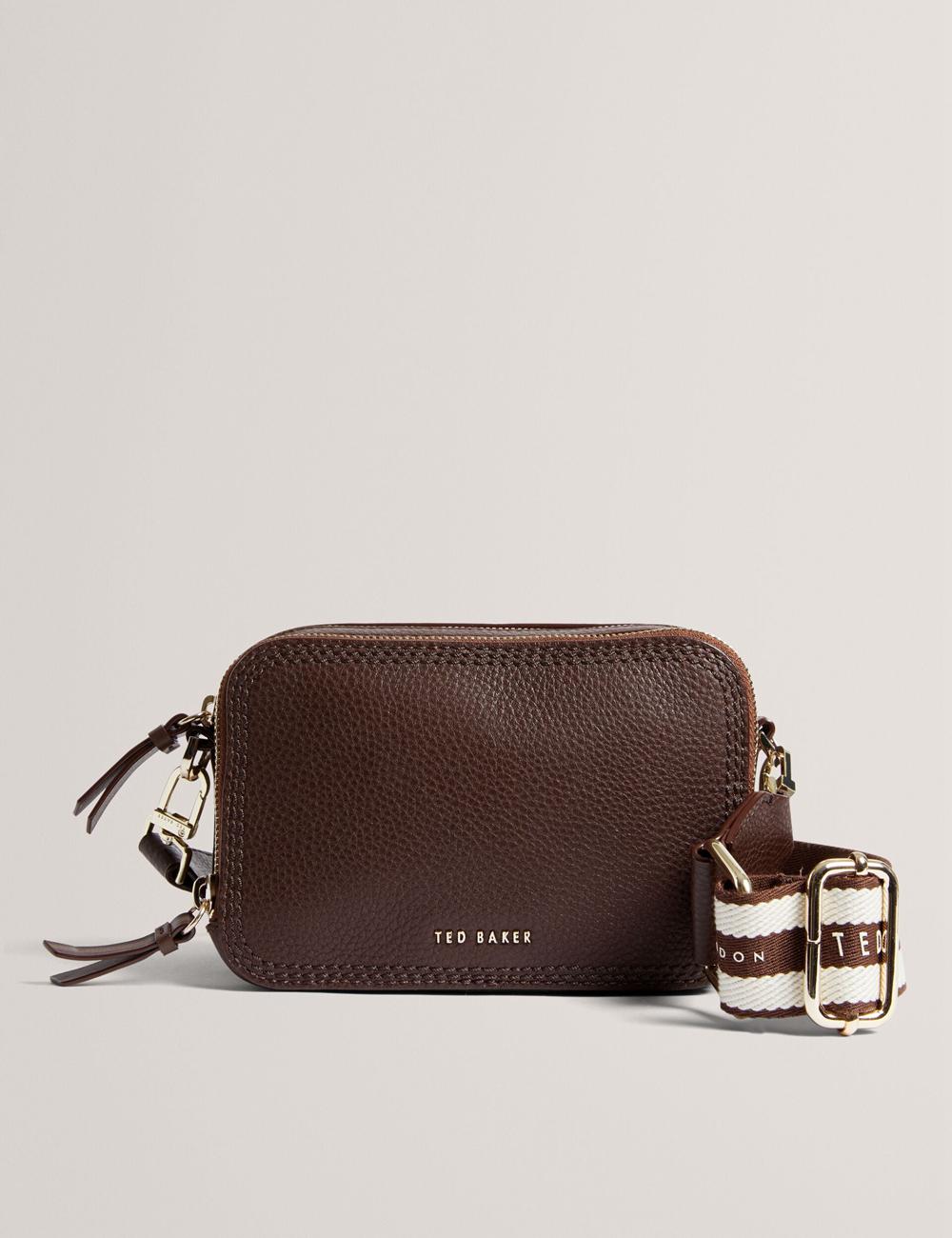 Bolso Para Cámara Ted Baker WILLSA - Branded Webbing Mini Leather Camera Mujer Marrones | PMRQ-28715