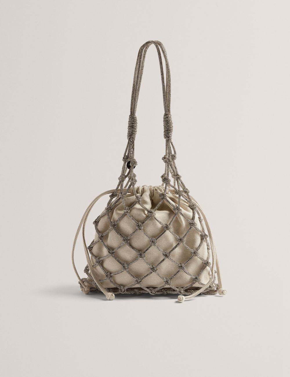 Bolso Saco Ted Baker KYLISA - Crystal Cage Top Handle Canvas Mujer Plateadas | ADBQ-73506