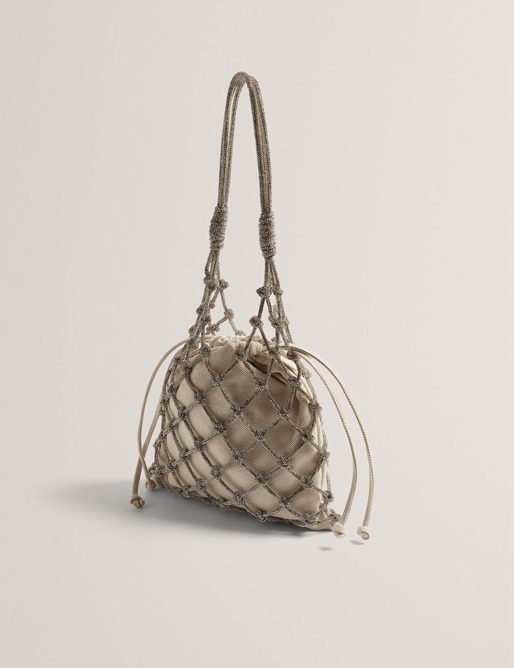 Bolso Saco Ted Baker KYLISA - Crystal Cage Top Handle Canvas Mujer Plateadas | ADBQ-73506