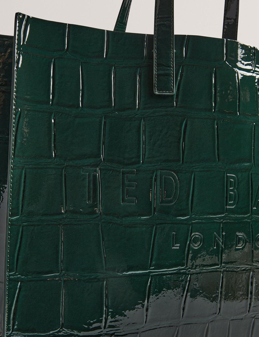 Bolso Tote Ted Baker ALLICON - Patent Croc Effect Wide Mujer Verde | ZKEA-26704