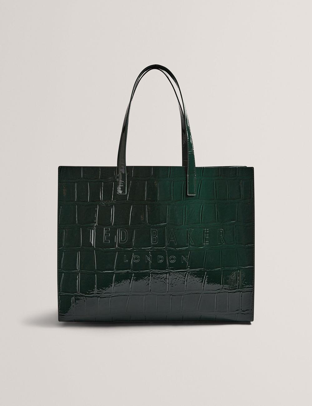 Bolso Tote Ted Baker ALLICON - Patent Croc Effect Wide Mujer Verde | ZKEA-26704