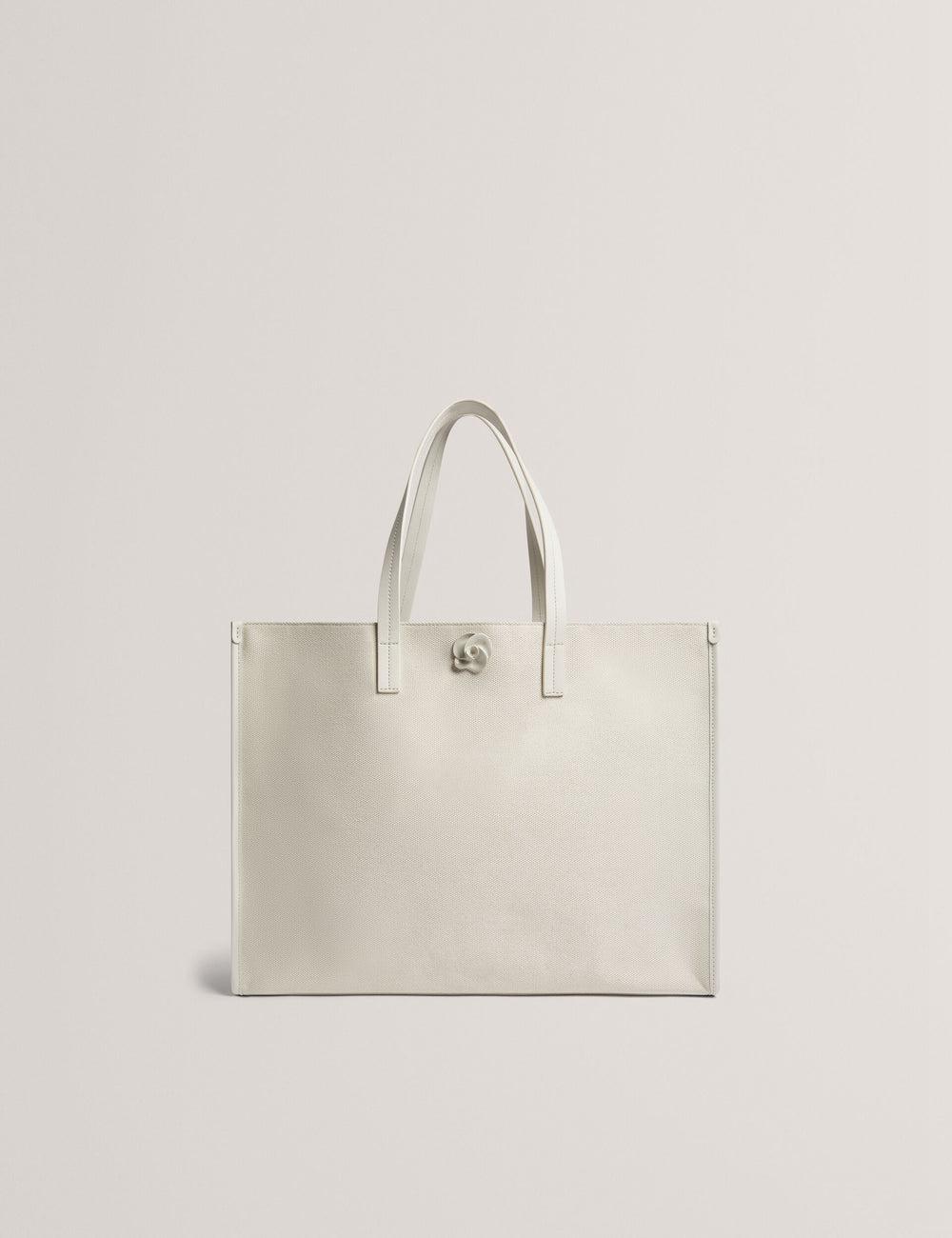 Bolso Tote Ted Baker AUDOS - Rose Detail Wide Canvas Mujer Ecru | BDOC-35460