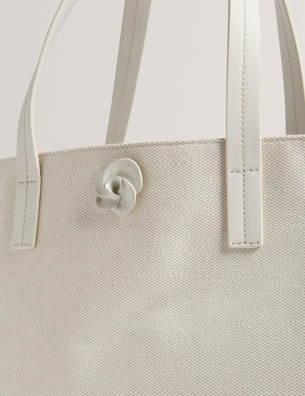 Bolso Tote Ted Baker AUDOS - Rose Detail Wide Canvas Mujer Ecru | BDOC-35460