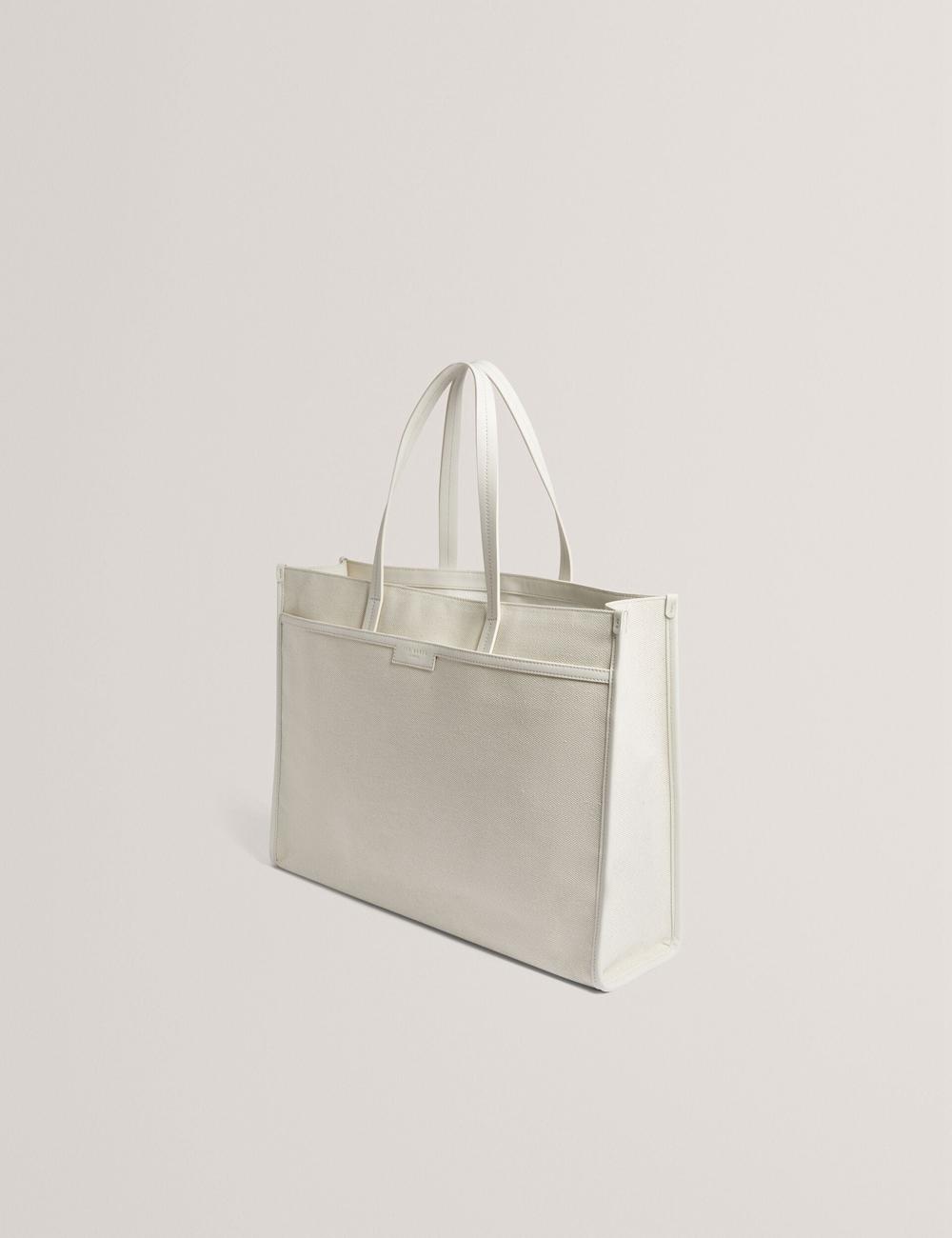 Bolso Tote Ted Baker AUDOS - Rose Detail Wide Canvas Mujer Ecru | BDOC-35460