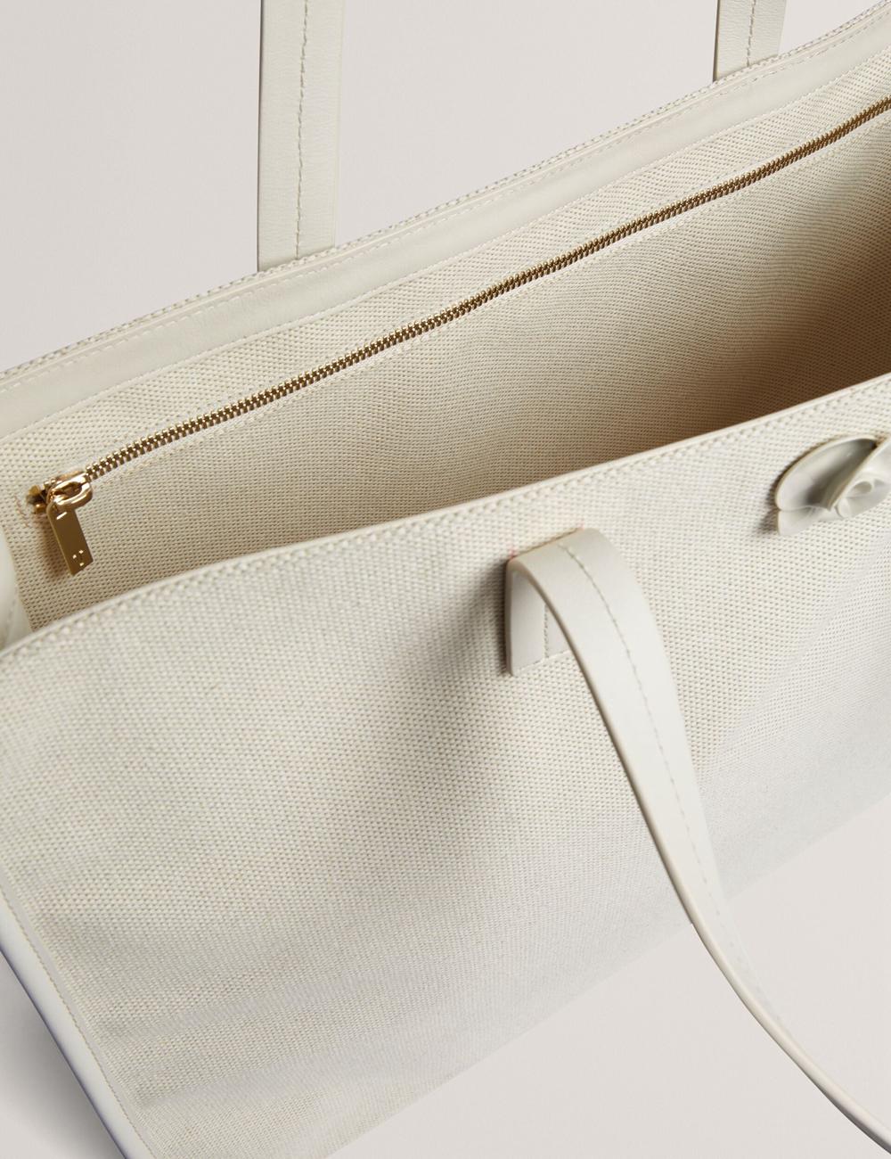 Bolso Tote Ted Baker AUDOS - Rose Detail Wide Canvas Mujer Ecru | BDOC-35460