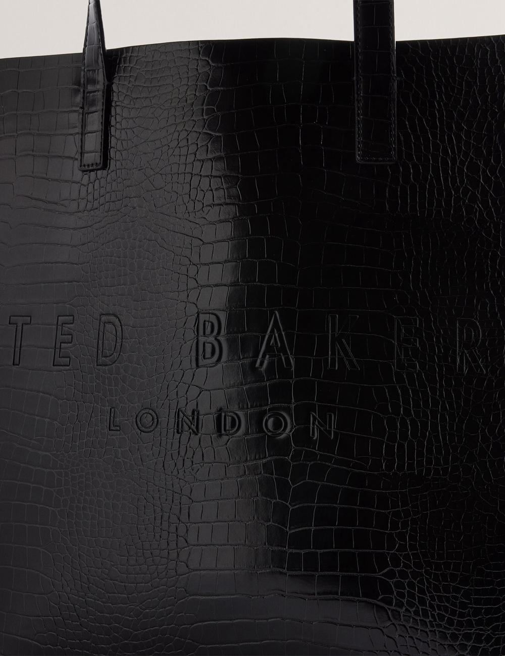 Bolso Tote Ted Baker CROCCON - Large Croc Texture Icon Mujer Negras | SLGF-95320
